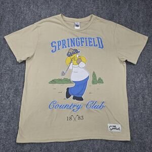 The Simpsons Shirt Mens XL Tan Springfield Country Club Embroidered Homer Golf